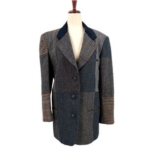 Casual Corner Vintage Wool Patchwork Blazer Size 6
